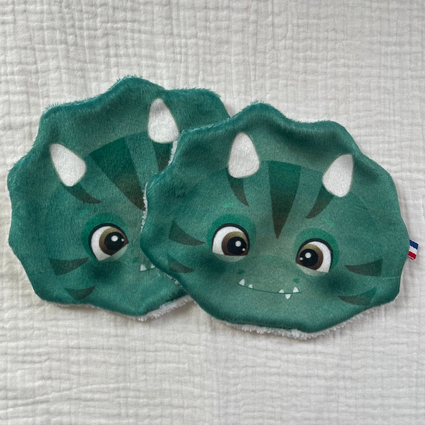 Lot de 2 lingettes lavables - Dinosaure