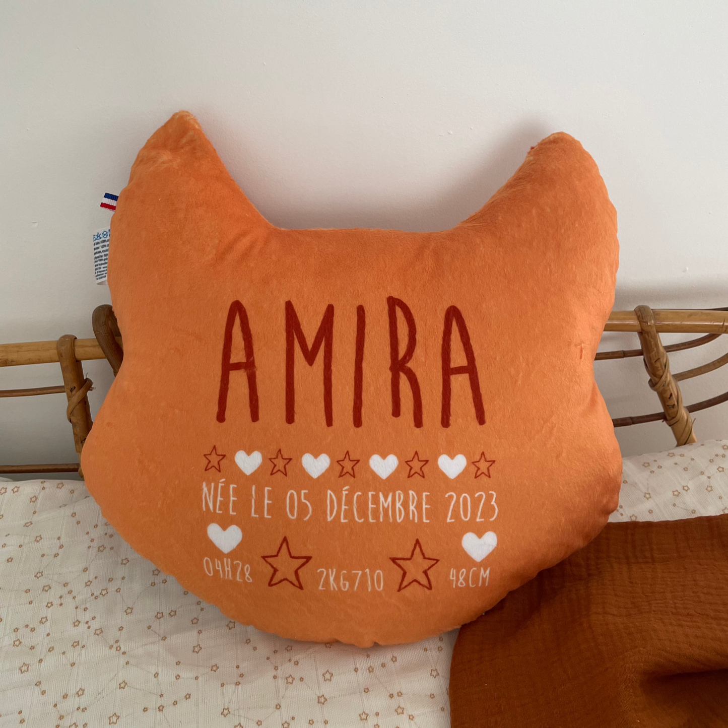Coussin Chat caramel