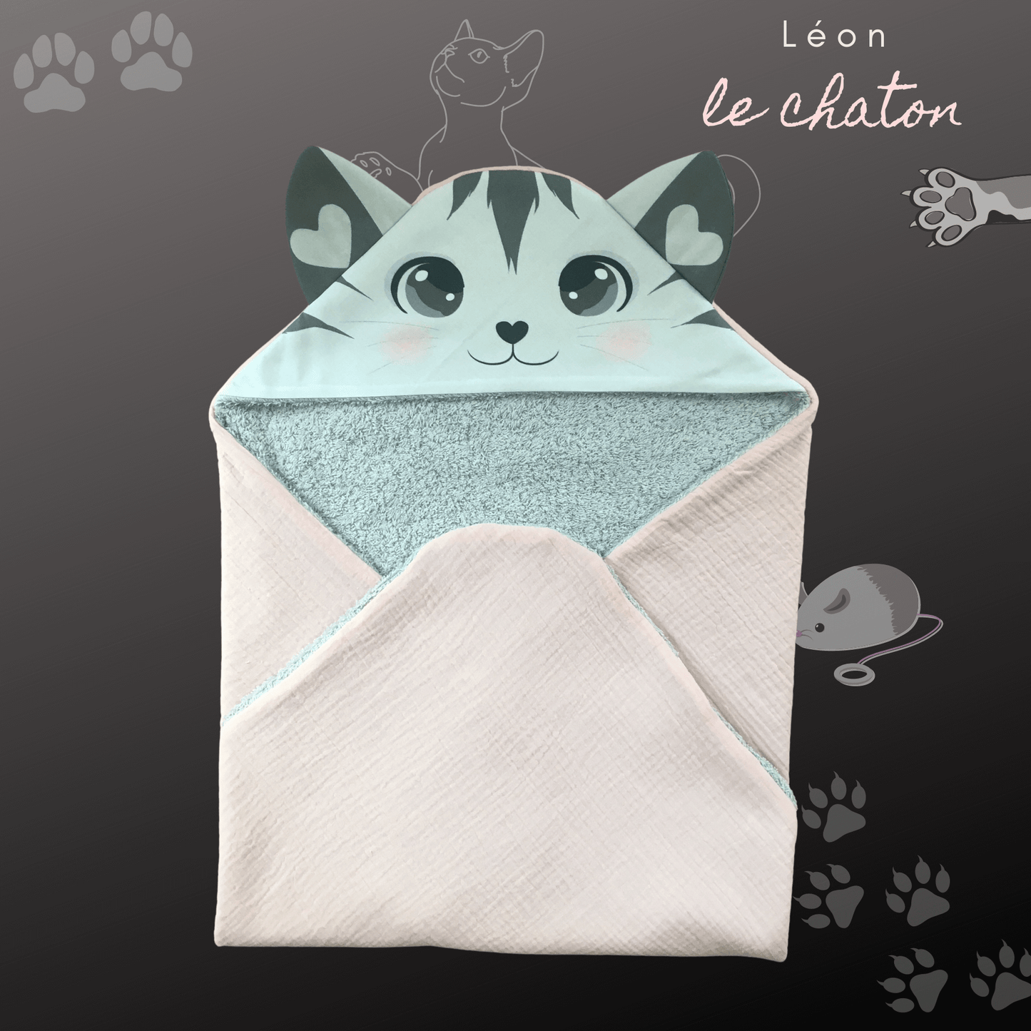 cape de bain bébé chat