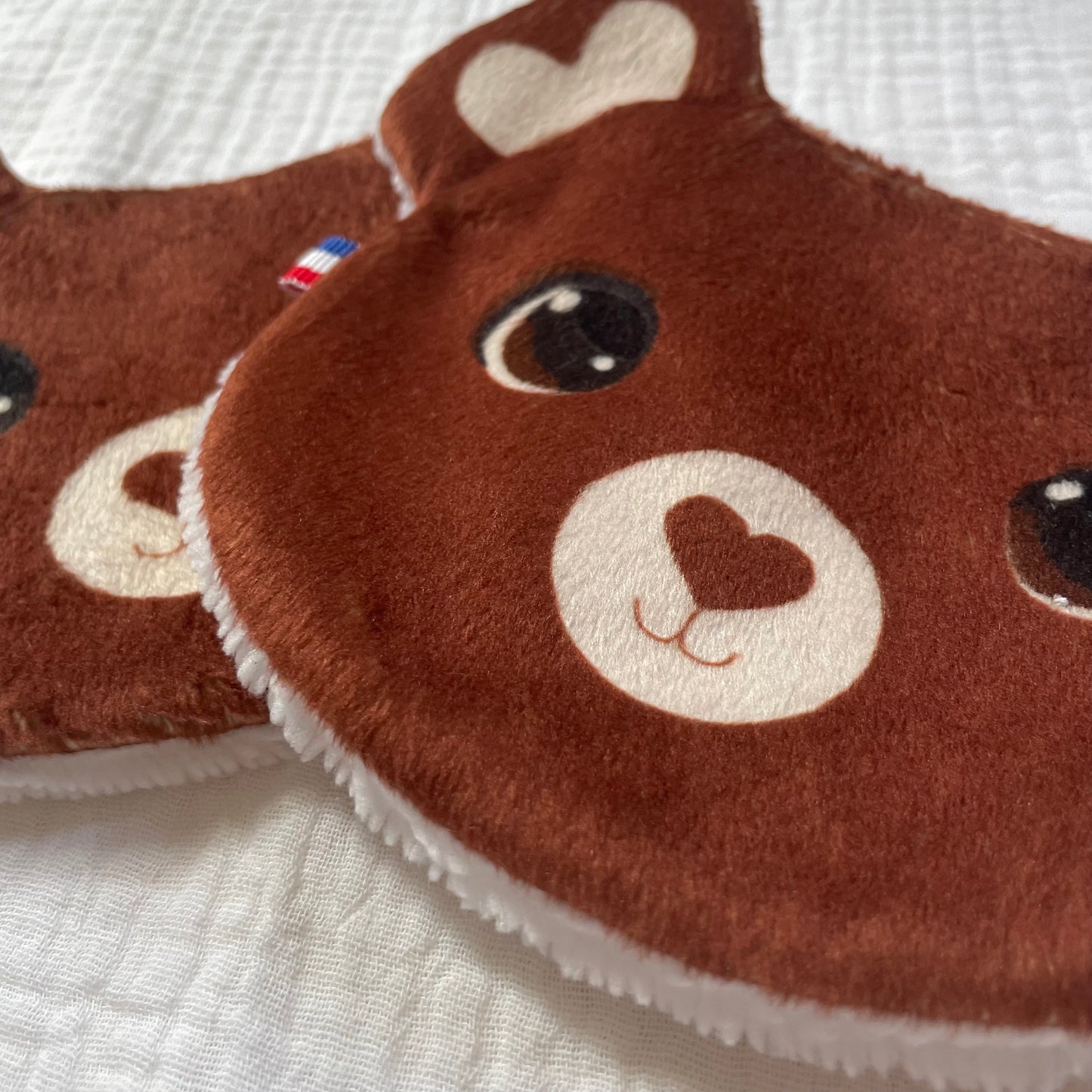 Lot de 2 lingettes lavables - ourson