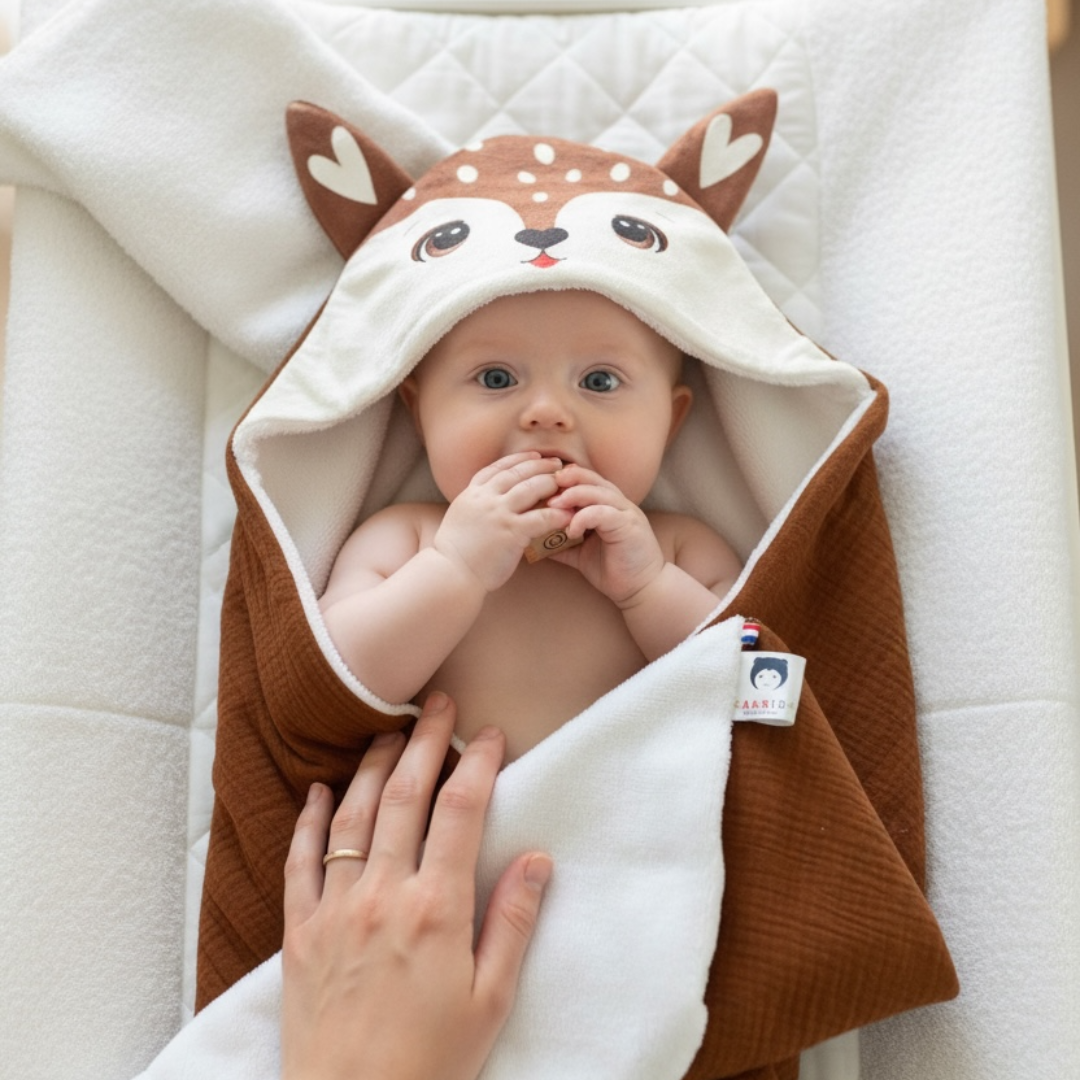 Cape de bain bébé biche