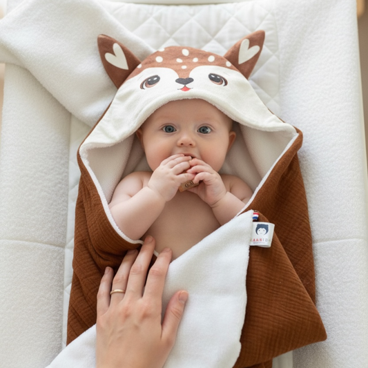 Cape de bain bébé biche