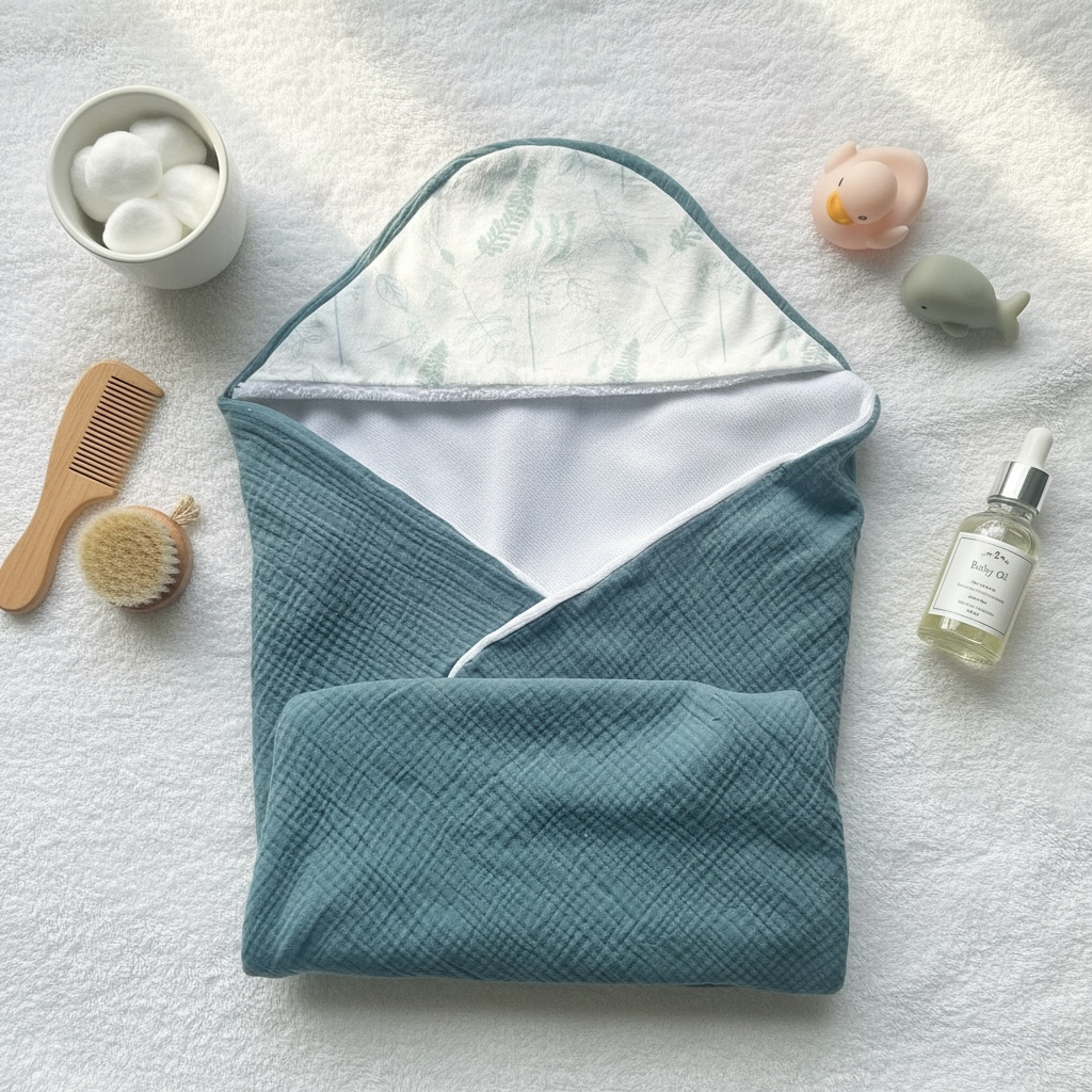 Cape de bain bébé petites feuilles