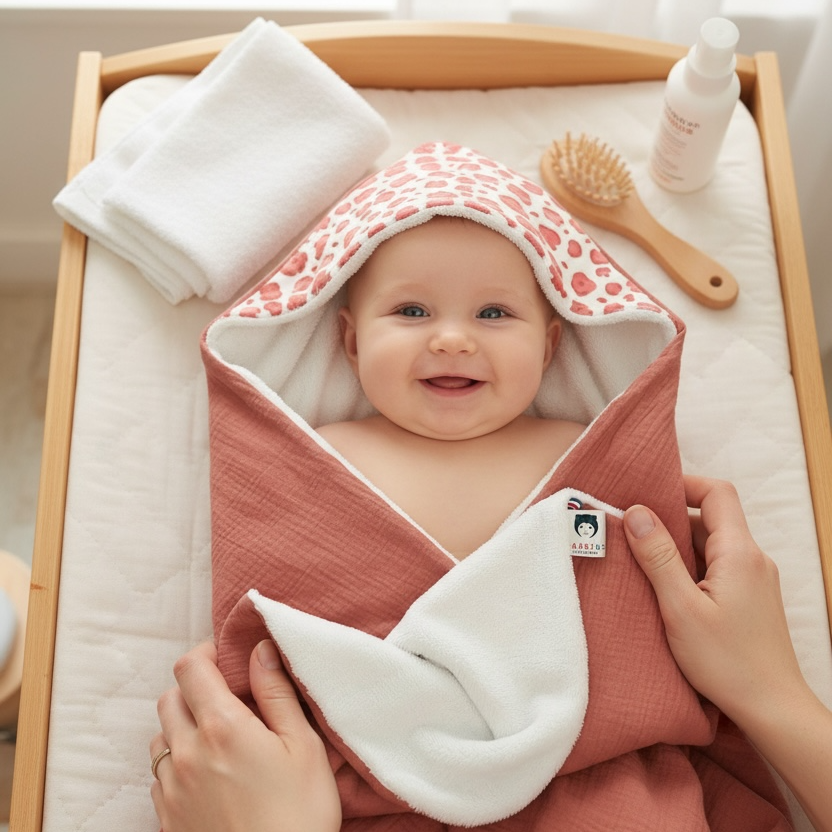 Cape de bain bébé léopard