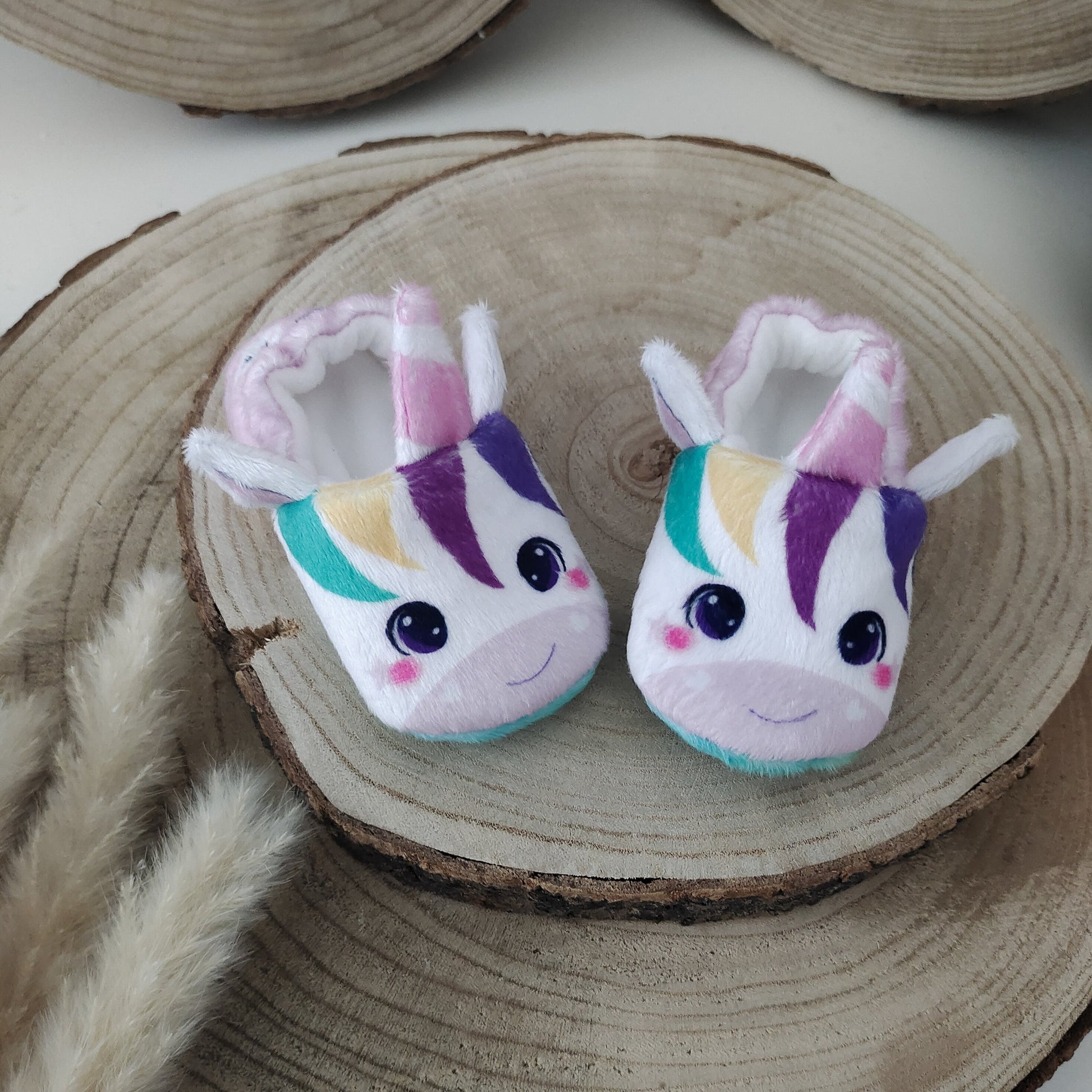 Chaussons bottillons zip Bébé Licorne