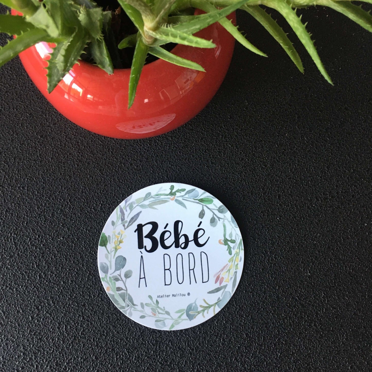 Autocollant Bébé à bord - eucalyptus