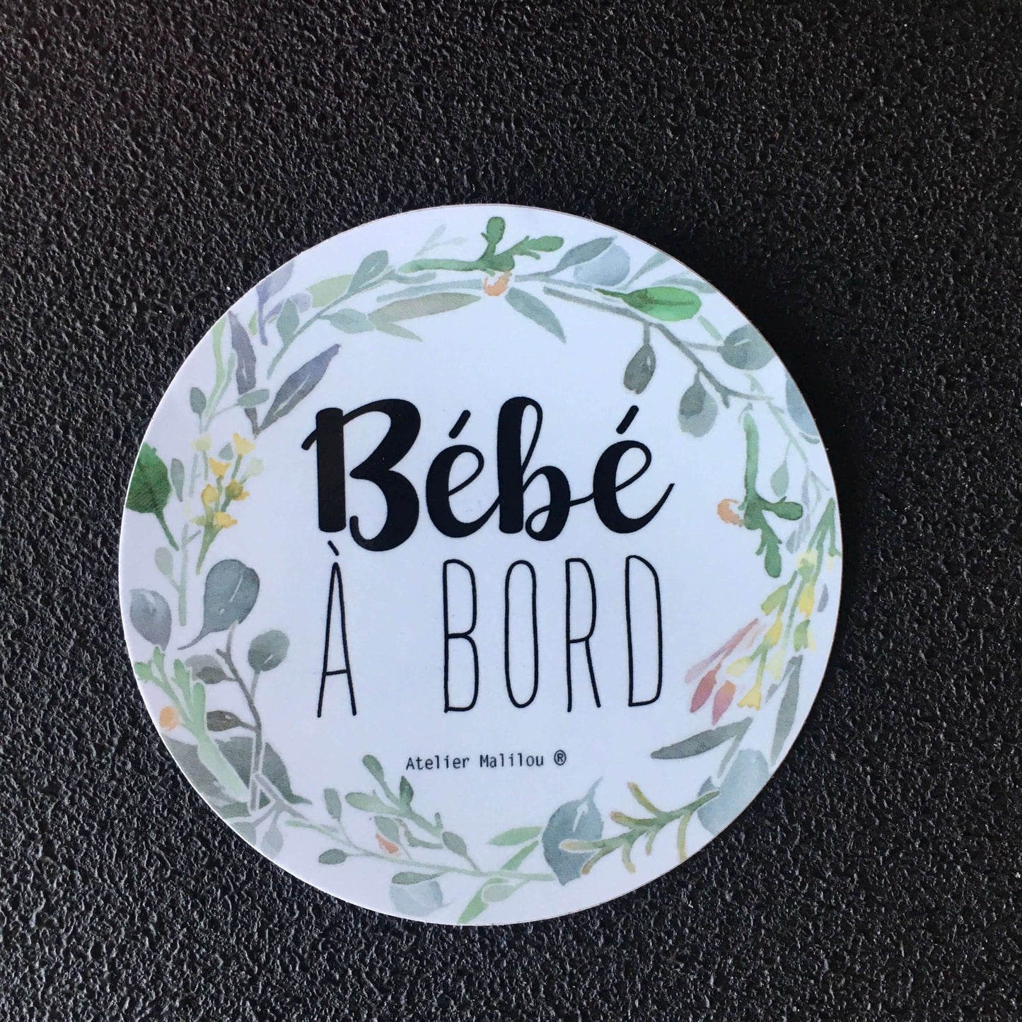 Autocollant Bébé à bord - eucalyptus